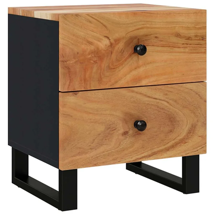 Tables de chevet 2 pcs 40x33x46 cm Bois d'acacia massif - 9