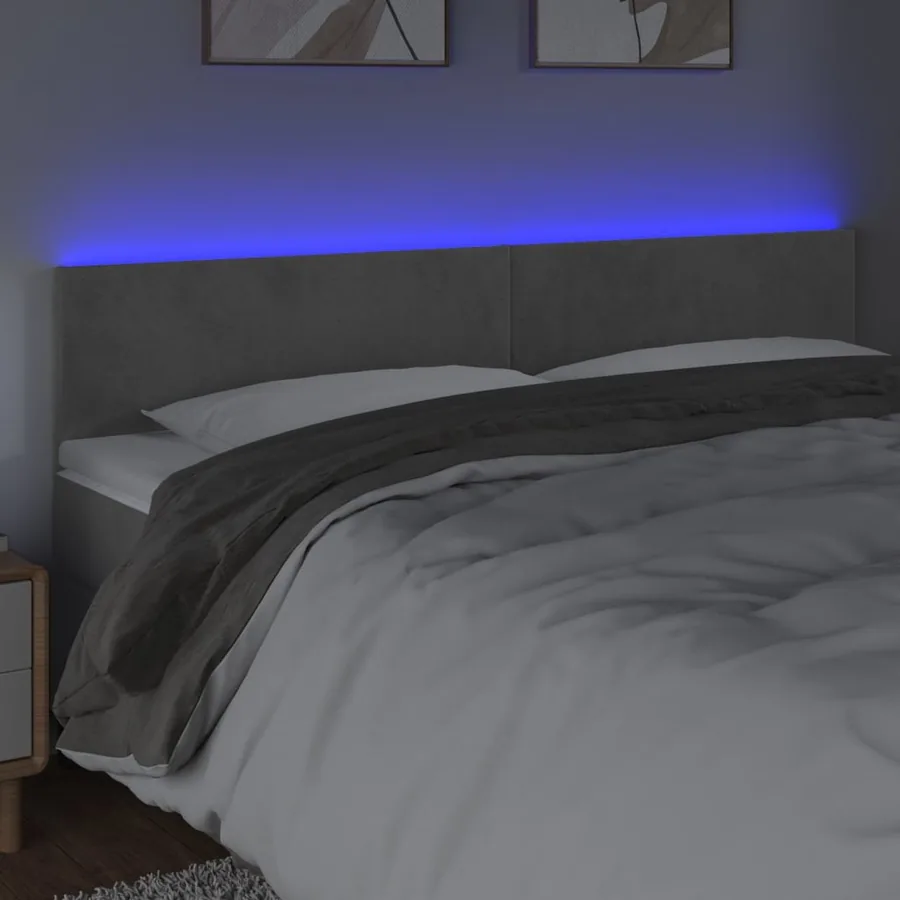 Tête de lit à LED Gris clair 200x5x78/88 cm Velours - 3
