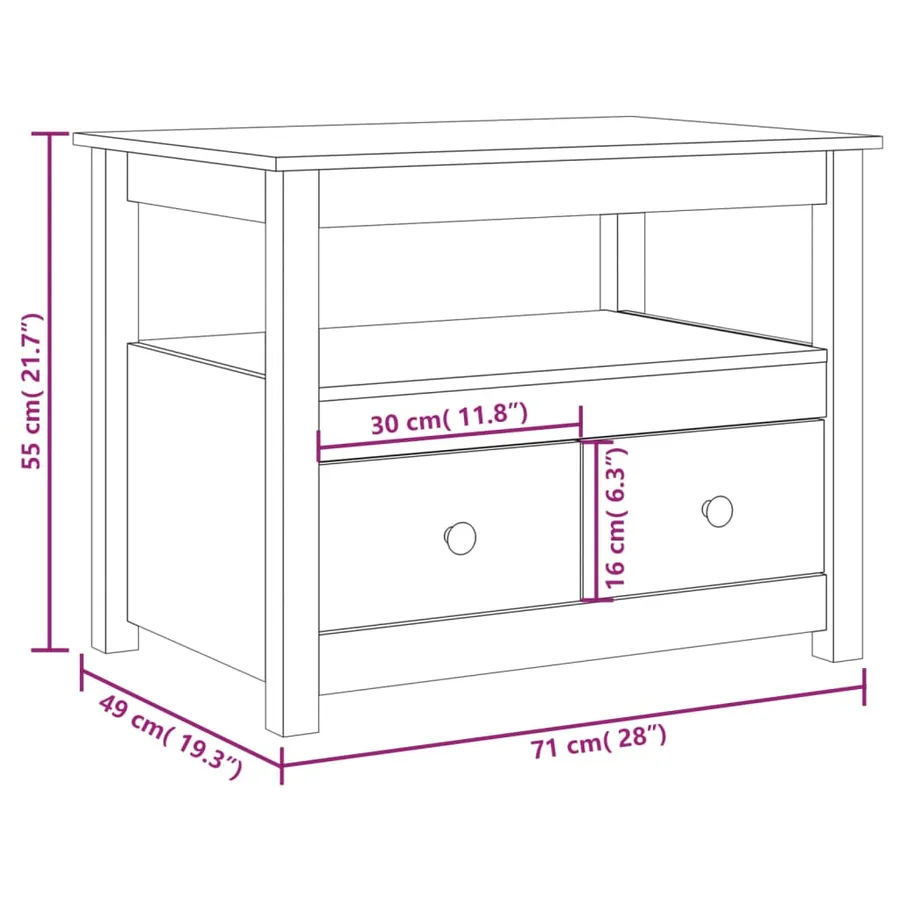 Table basse 71x49x55 cm Bois massif de pin - 12