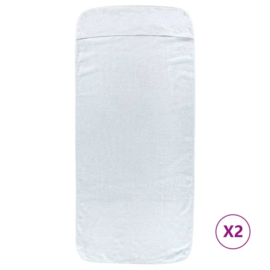 Serviettes de plage 2 pcs blanc 75x200 cm tissu 400 GSM - 2