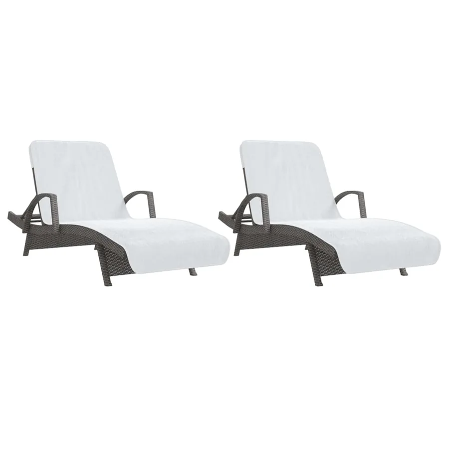 Serviettes de plage 2 pcs blanc 75x200 cm tissu 400 GSM - 4