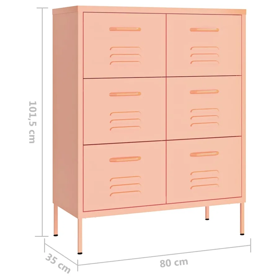 Armoire à tiroirs Rose 80x35x101,5 cm Acier - 9