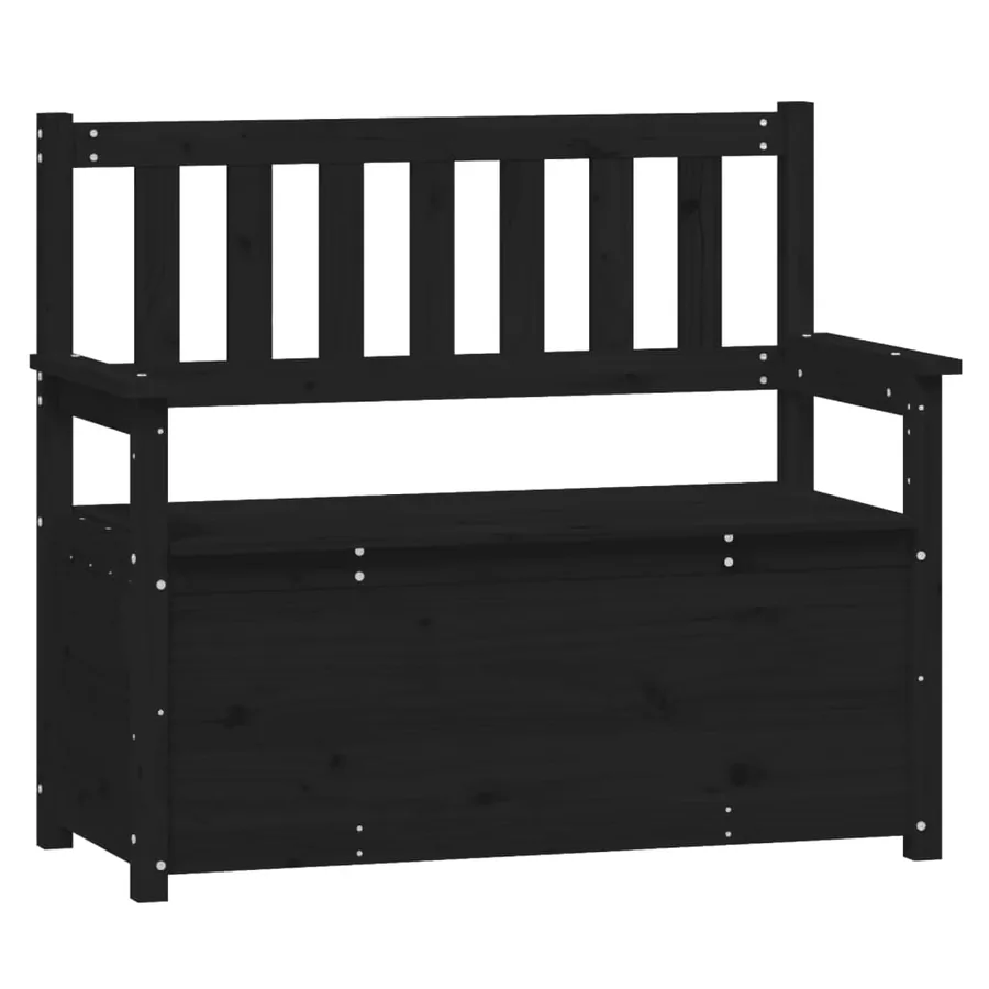 Banc Noir 112,5x51,5x96,5 cm Bois de pin massif - 2