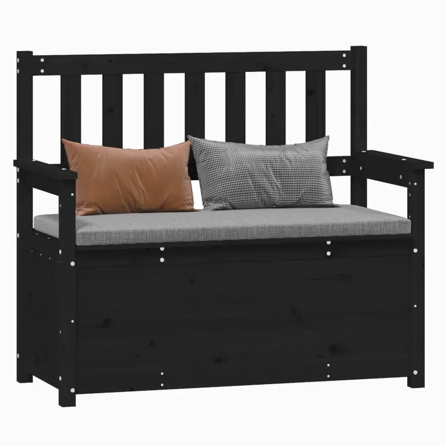 Banc Noir 112,5x51,5x96,5 cm Bois de pin massif - 4