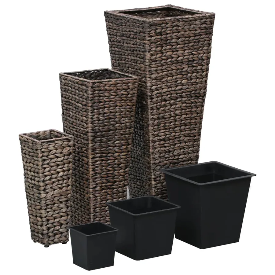 Lits surélevés 3 pcs Jacinthe d'eau Marron foncé - 2