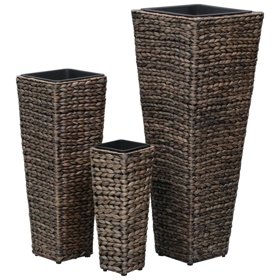 Lits surélevés 3 pcs Jacinthe d'eau Marron foncé - 3