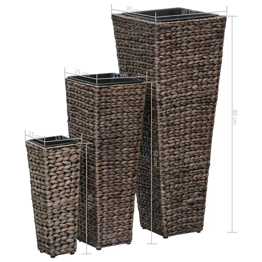 Lits surélevés 3 pcs Jacinthe d'eau Marron foncé - 7