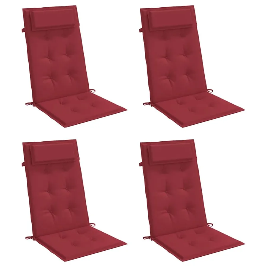 Coussins de chaise à dossier haut lot de 4 rouge bordeaux - 3