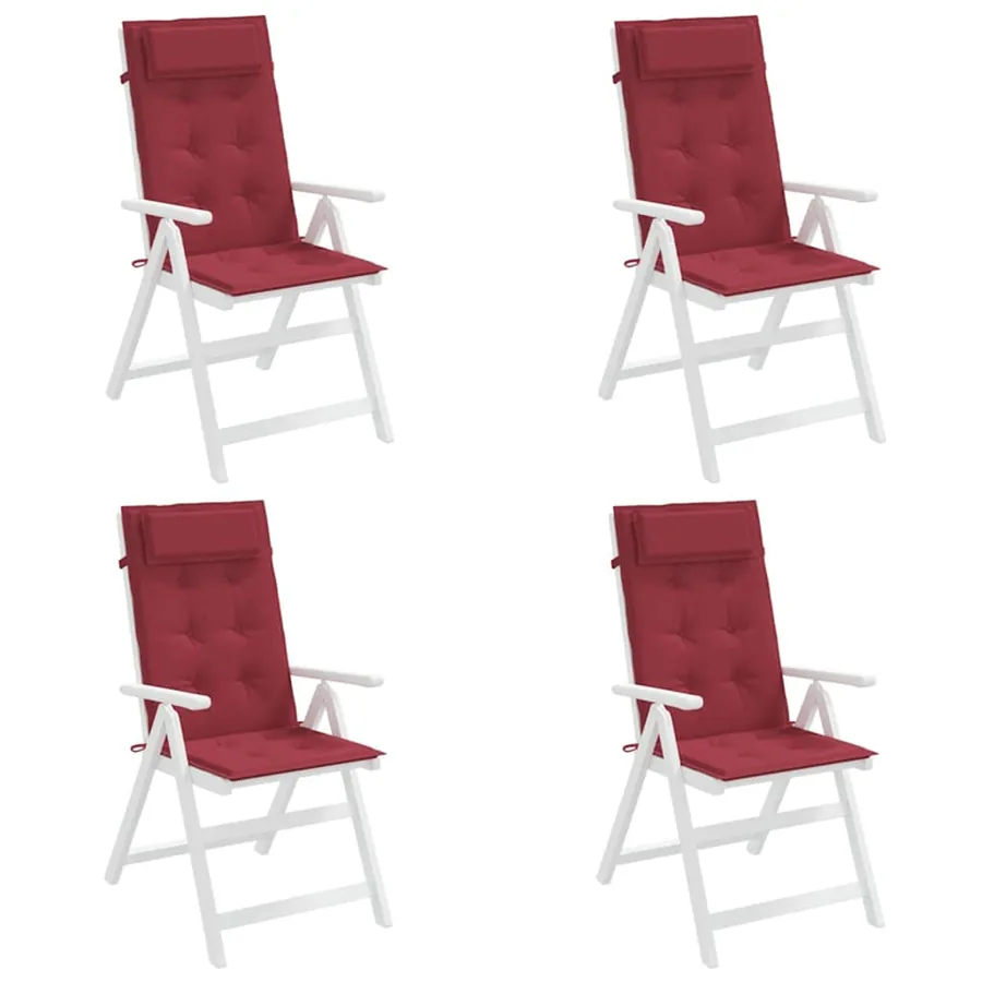 Coussins de chaise à dossier haut lot de 4 rouge bordeaux - 4