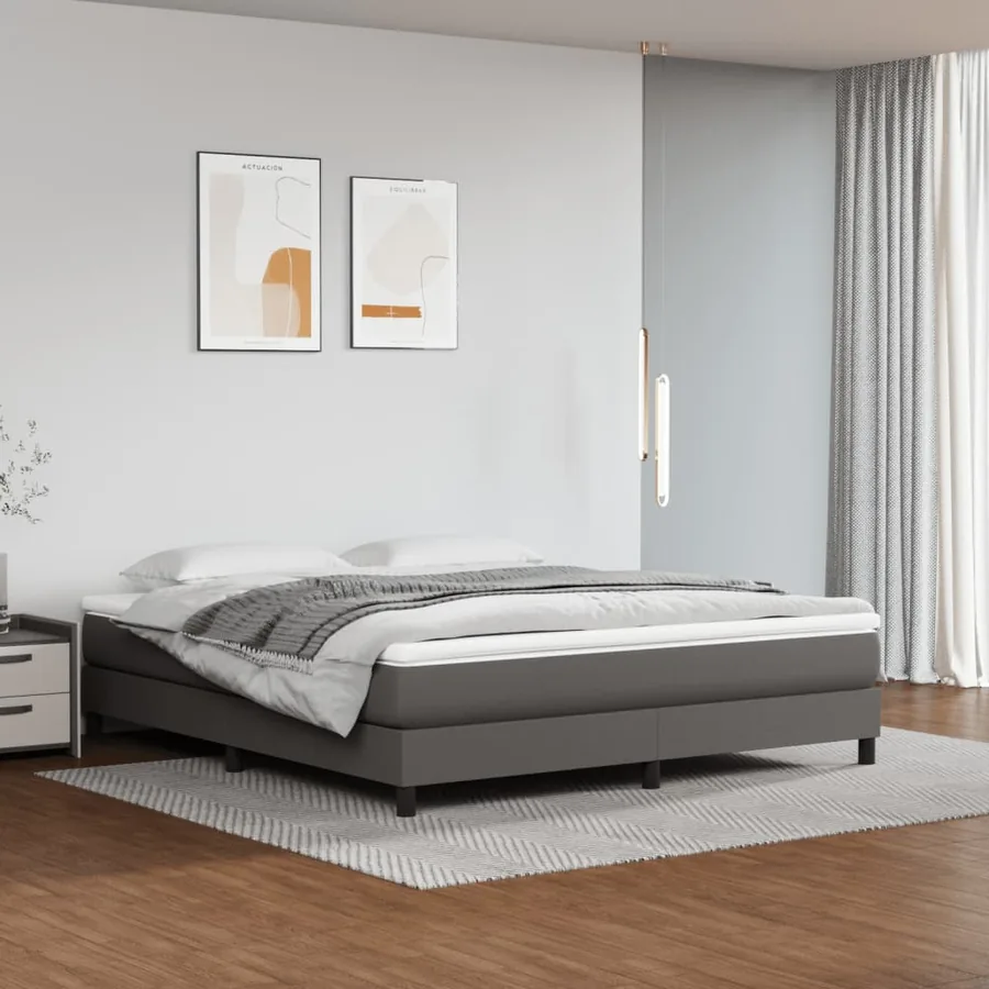 Matelas de lit à ressorts ensachés fermeté moyenne Gris 160x200x20cm Similicuir