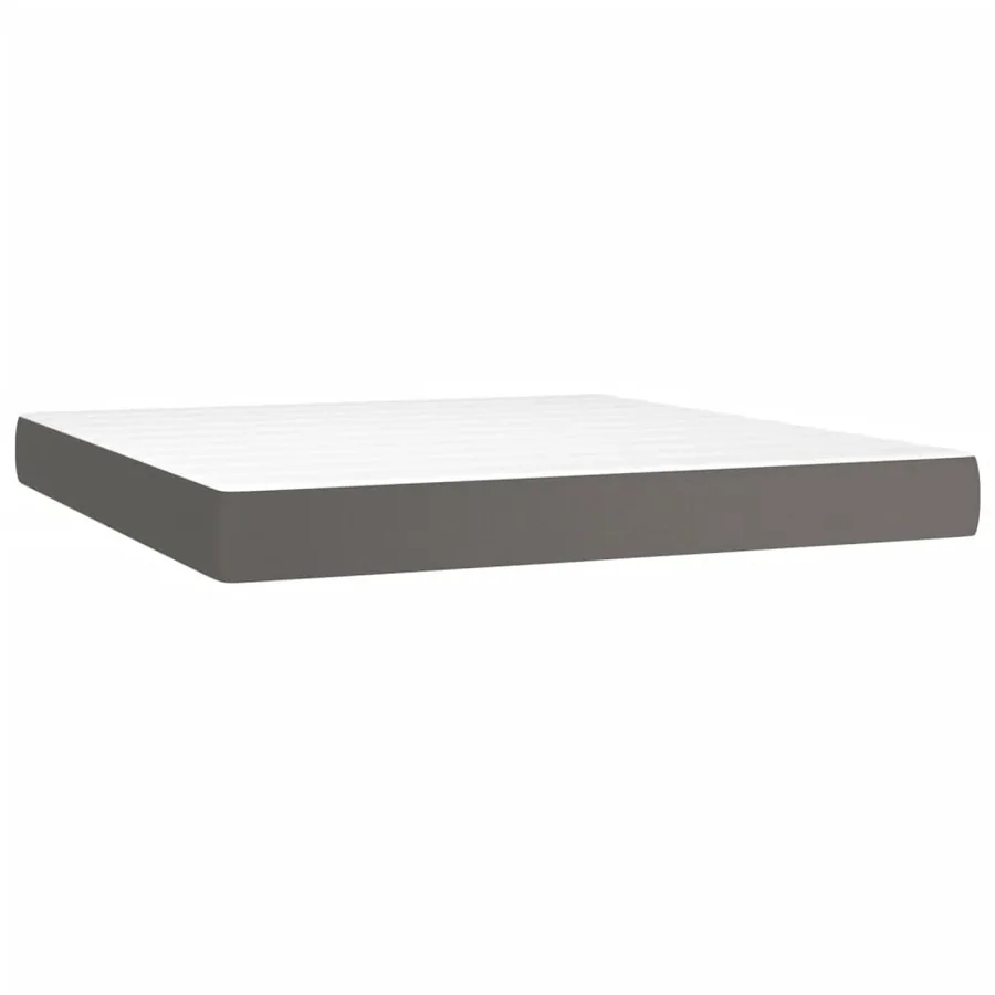Matelas de lit à ressorts ensachés fermeté moyenne Gris 160x200x20cm Similicuir - 2