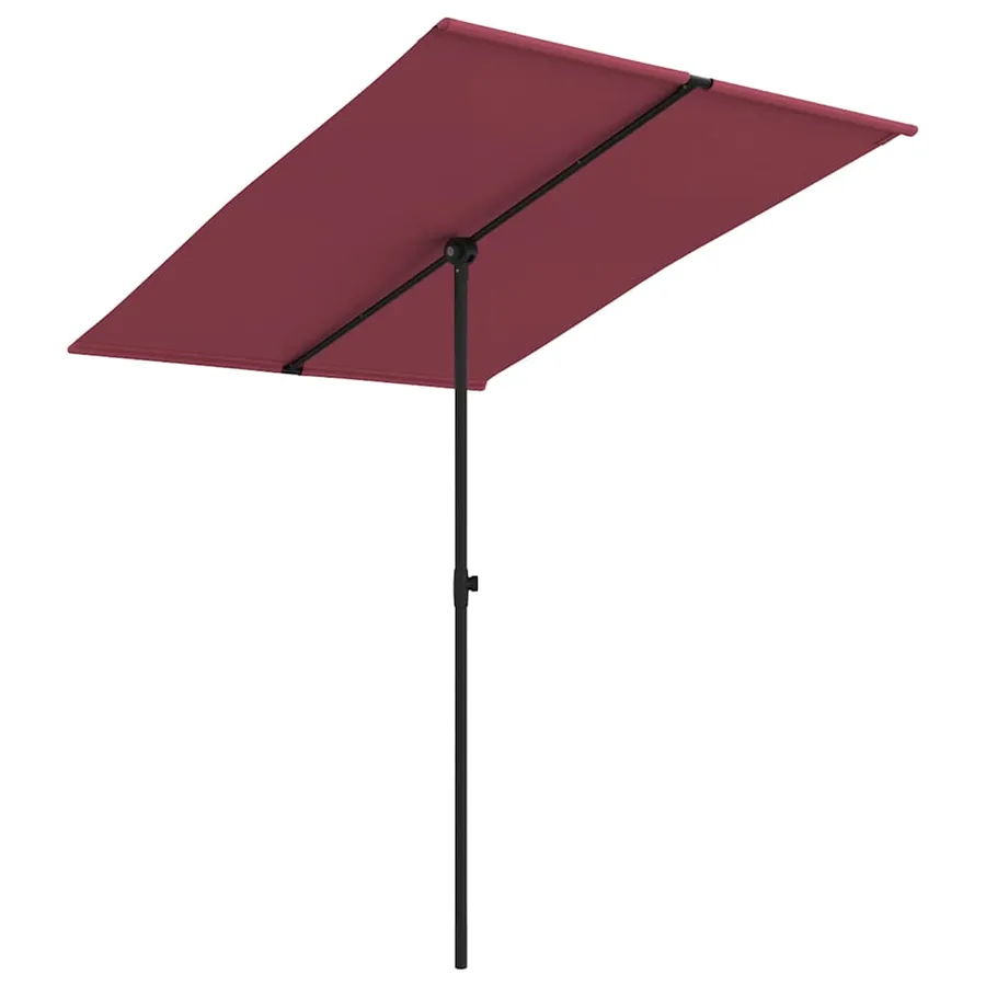 Parasol de jardin et mât en aluminium 2x1,5 m rouge bordeaux - 2