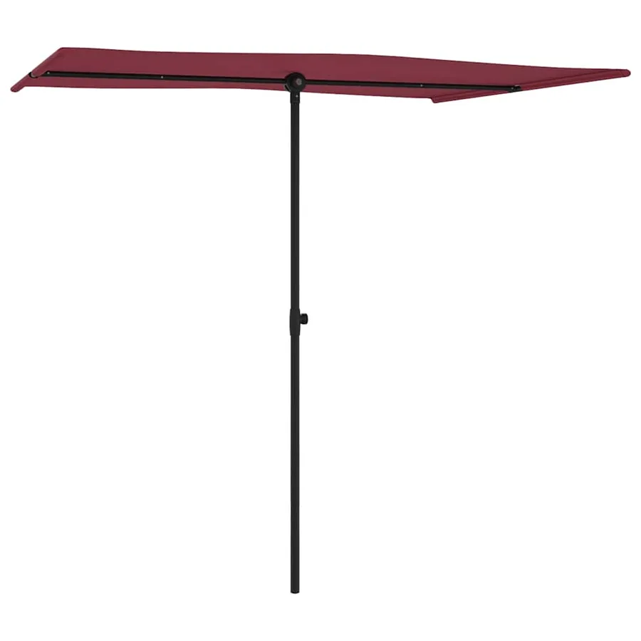 Parasol de jardin et mât en aluminium 2x1,5 m rouge bordeaux - 3