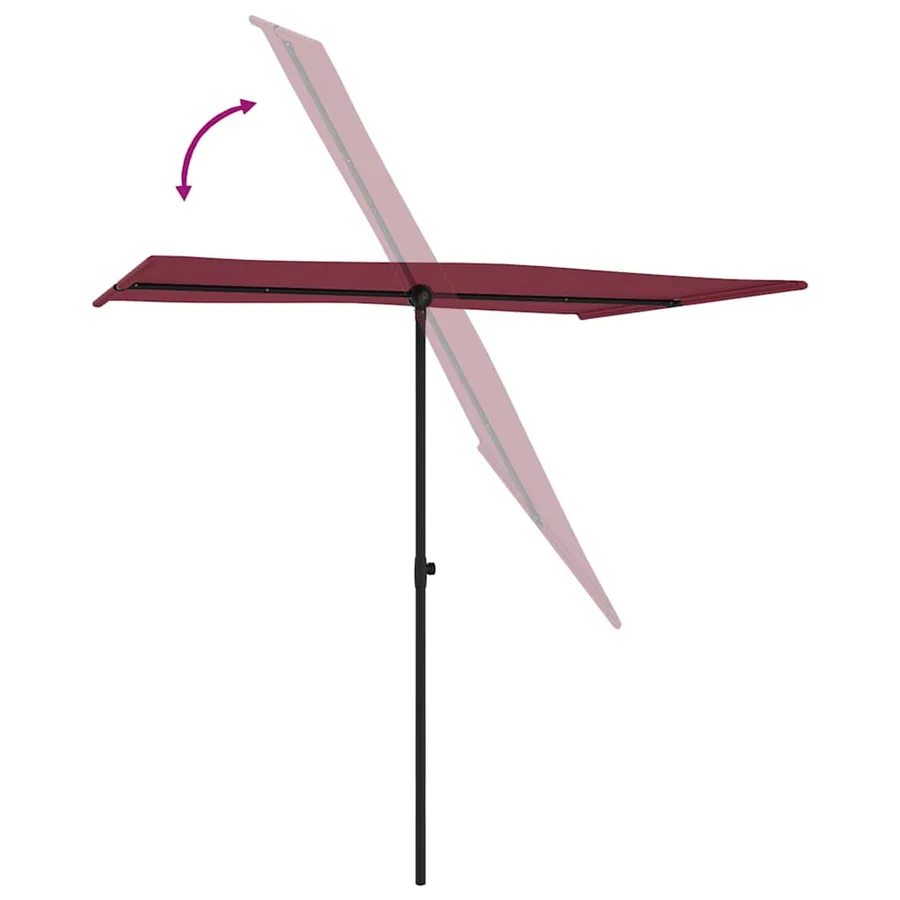 Parasol de jardin et mât en aluminium 2x1,5 m rouge bordeaux - 6