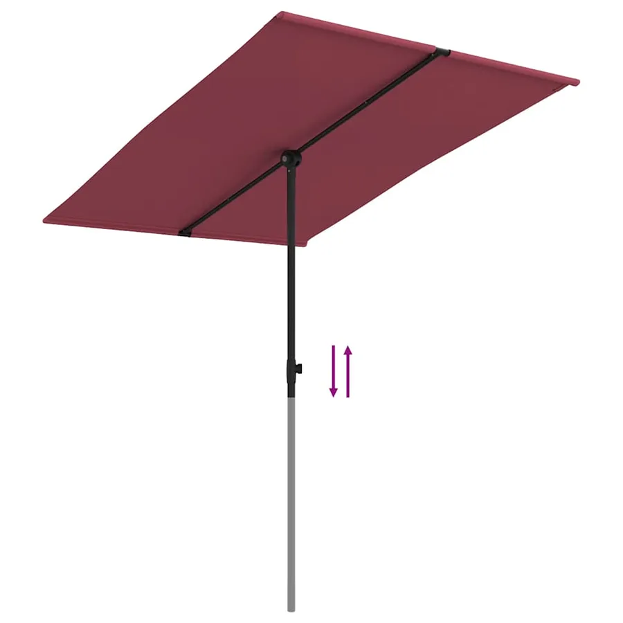 Parasol de jardin et mât en aluminium 2x1,5 m rouge bordeaux - 7