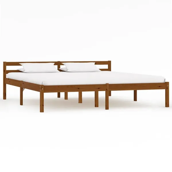 Cadre de lit sans matelas marron miel pin massif 160x200 cm