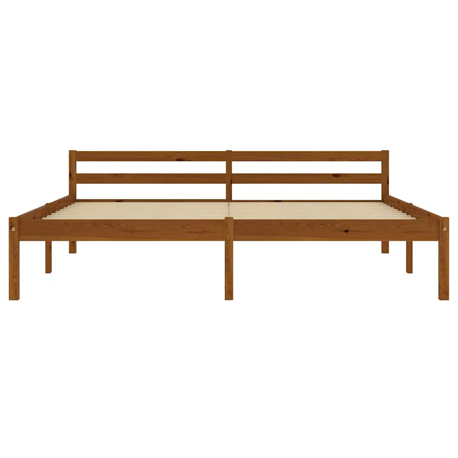 Cadre de lit sans matelas marron miel pin massif 160x200 cm - 3