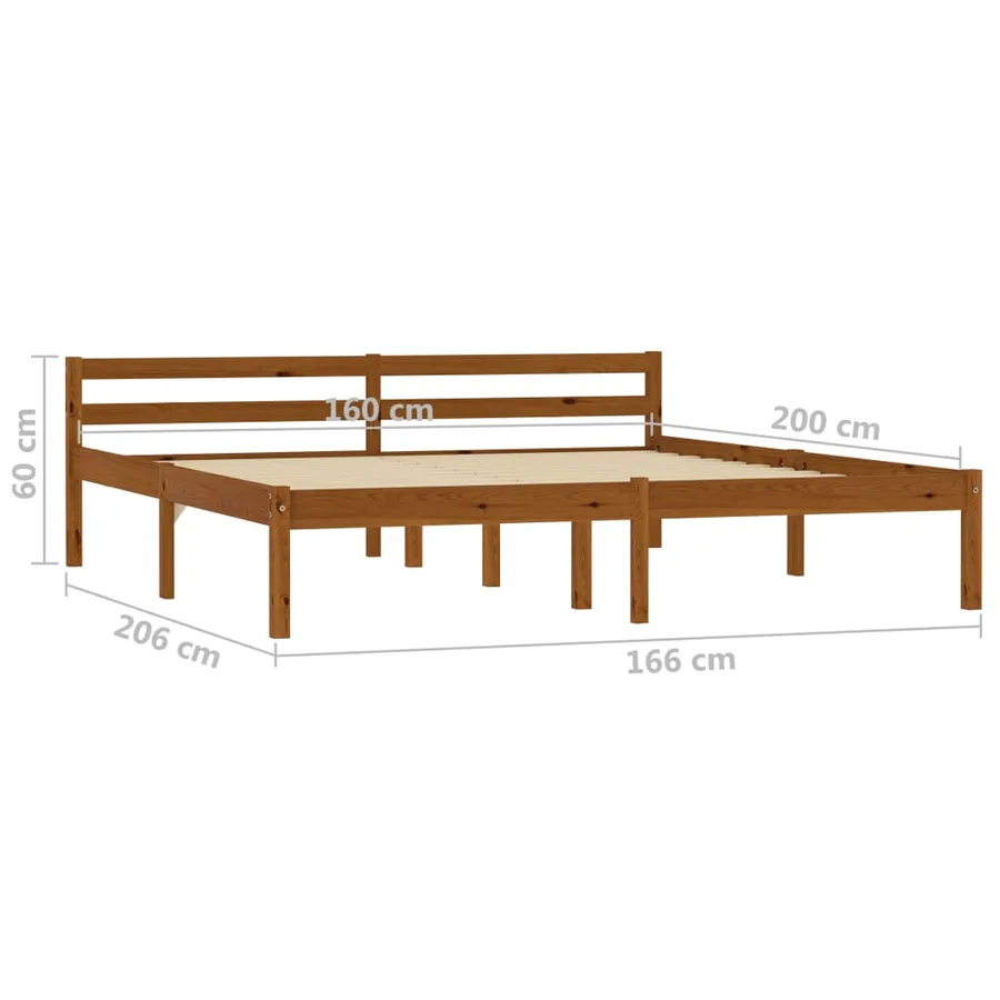 Cadre de lit sans matelas marron miel pin massif 160x200 cm - 7