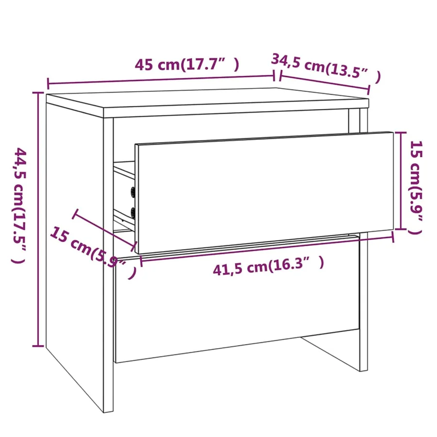 Table de chevet chêne sonoma 45x34,5x44,5 cm bois d’ingénierie - 8
