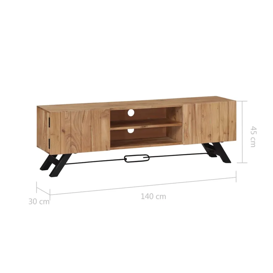 Meuble TV 140x30x45 cm Bois d'acacia massif - 8