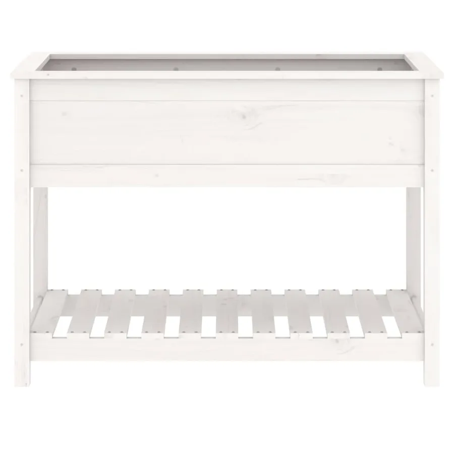 Jardinière avec étagère Blanc 111,5x54x81 cm Bois massif de pin - 5