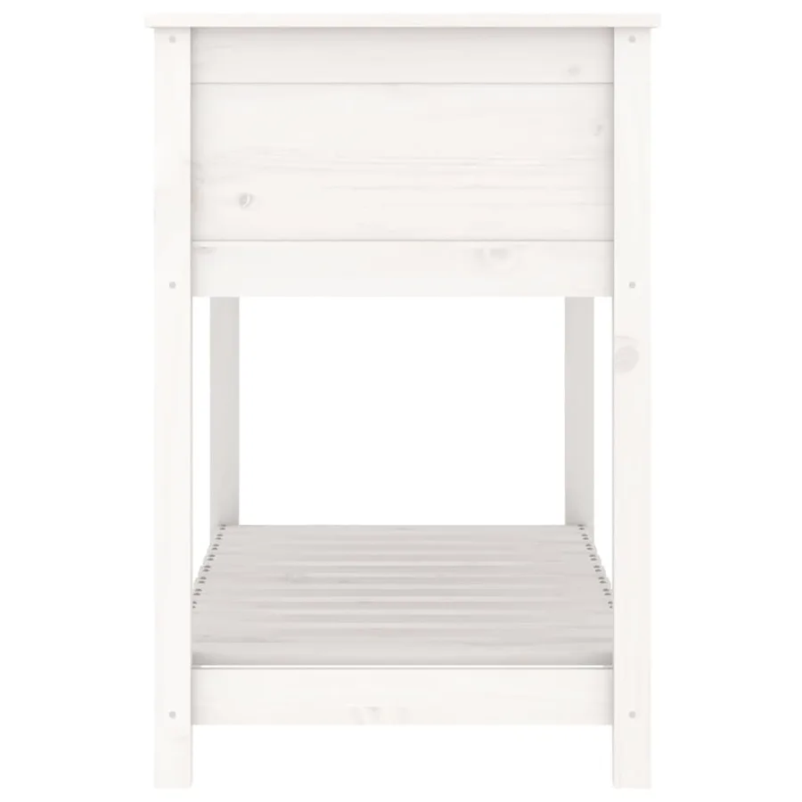 Jardinière avec étagère Blanc 111,5x54x81 cm Bois massif de pin - 6