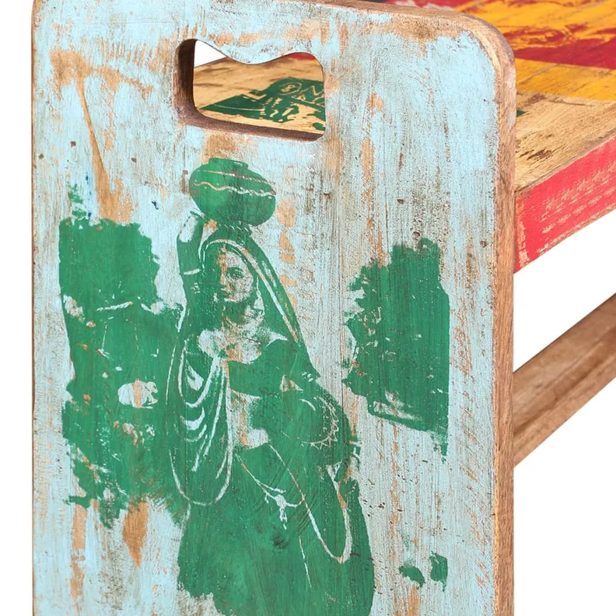 Banc Bois massif recyclé 100x30x50 cm - 8