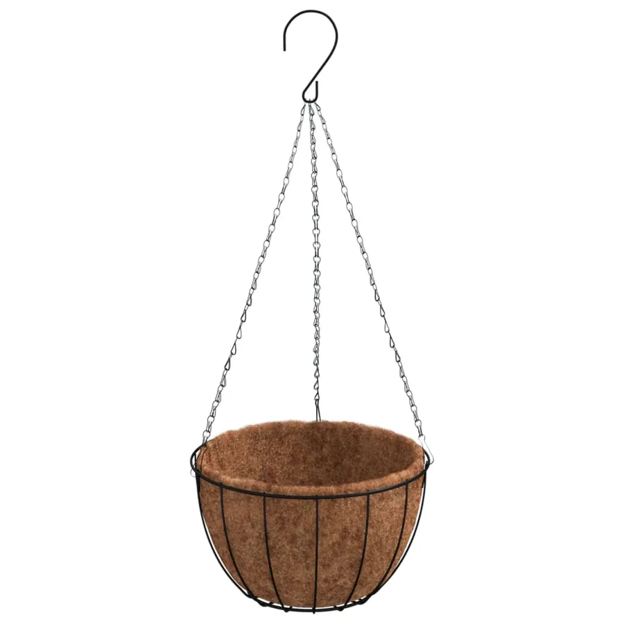 Jardinières suspendues 4 pcs avec doublure coco Noir Ø 40x63 cm - 3