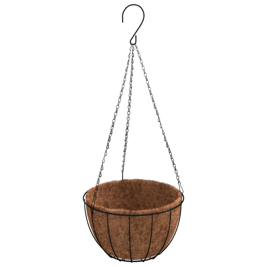 Jardinières suspendues 4 pcs avec doublure coco Noir Ø 40x63 cm - 4