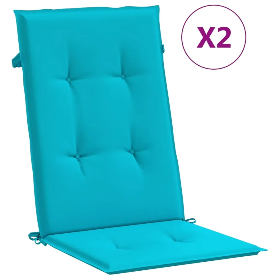 Coussins de chaise à dossier haut lot de 2 turquoise tissu - 2