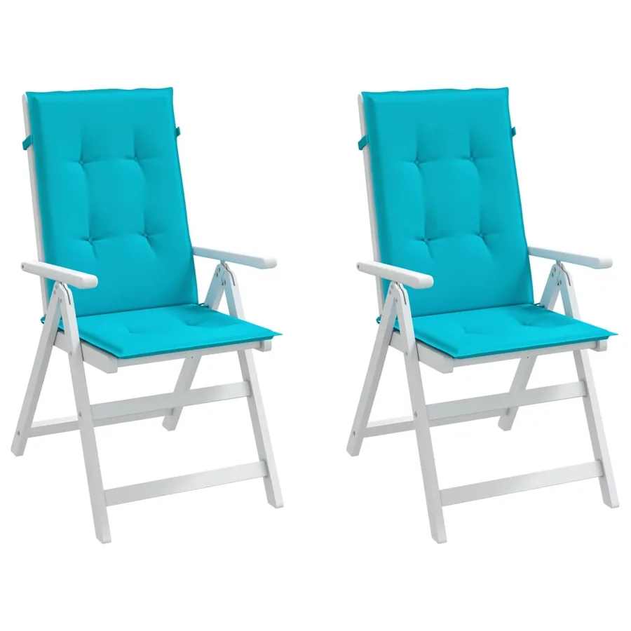 Coussins de chaise à dossier haut lot de 2 turquoise tissu - 4