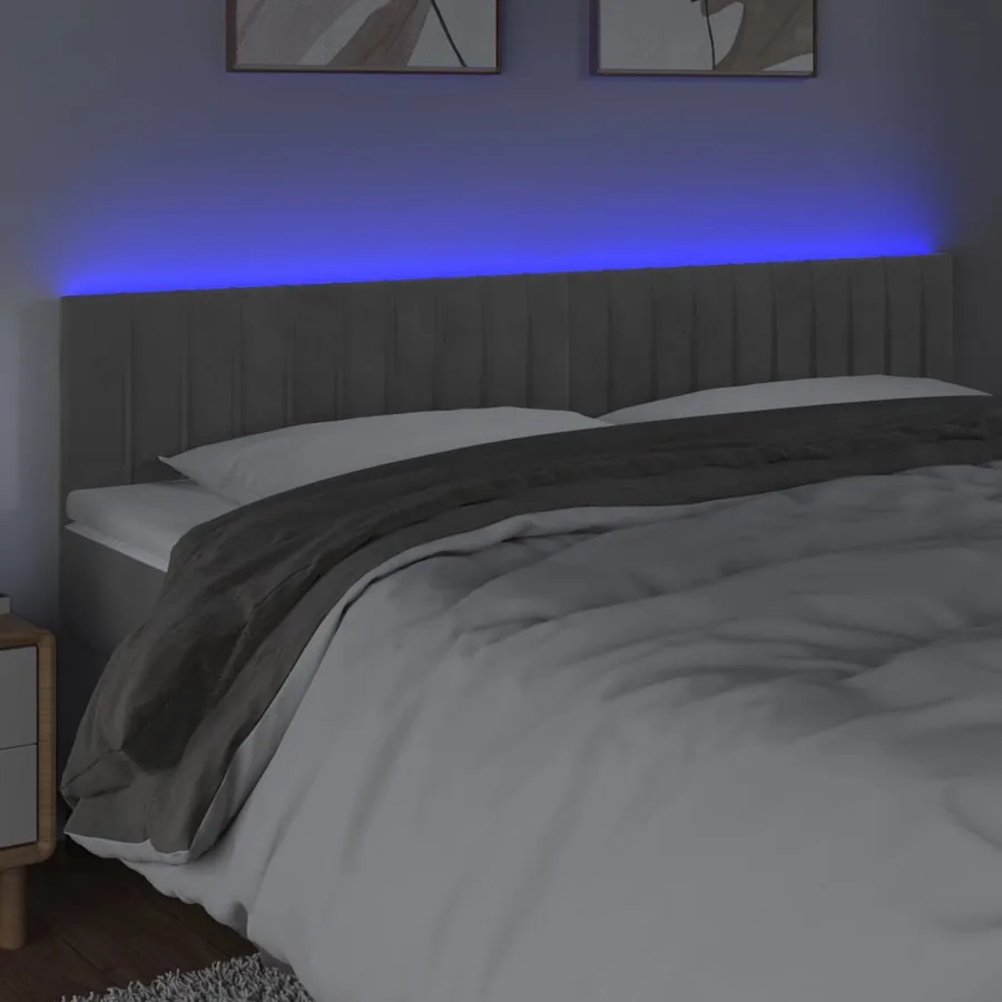 Tête de lit à LED Gris clair 160x5x78/88 cm Velours - 3