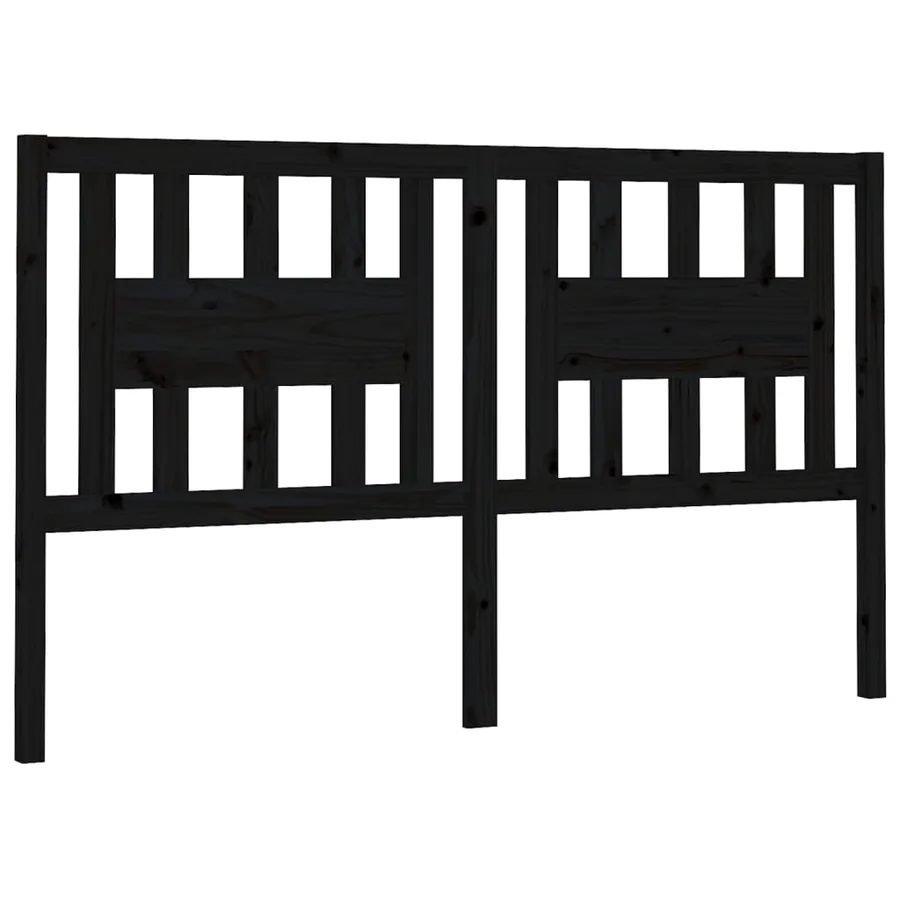 Tête de lit Noir 206x4x100 cm Bois massif de pin - 2