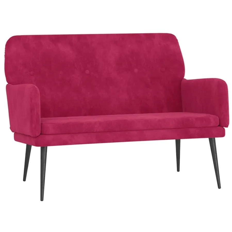 Banc Rouge bordeaux 108x79x79 cm Velours - 2