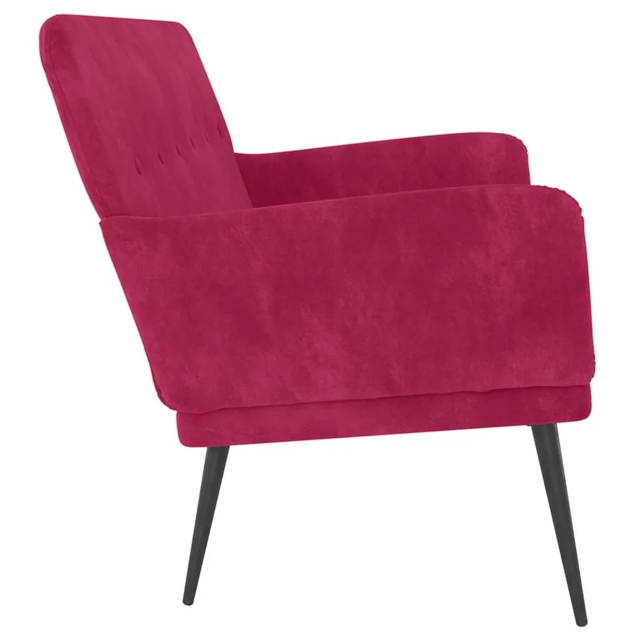 Banc Rouge bordeaux 108x79x79 cm Velours - 4