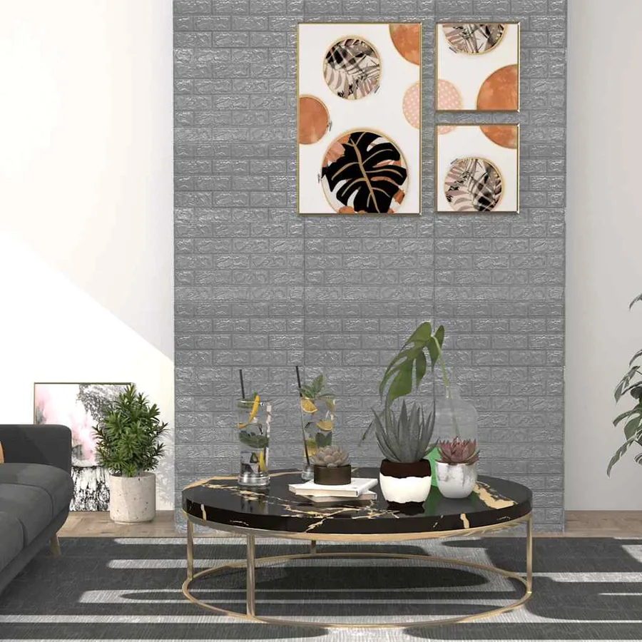 Papier peint 3D autoadhésif Briques 40 pcs Anthracite