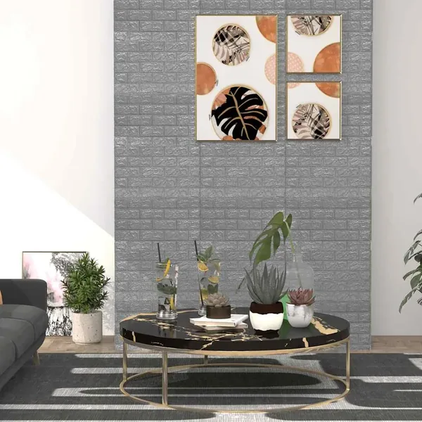 Papier peint 3D autoadhésif Briques 40 pcs Anthracite