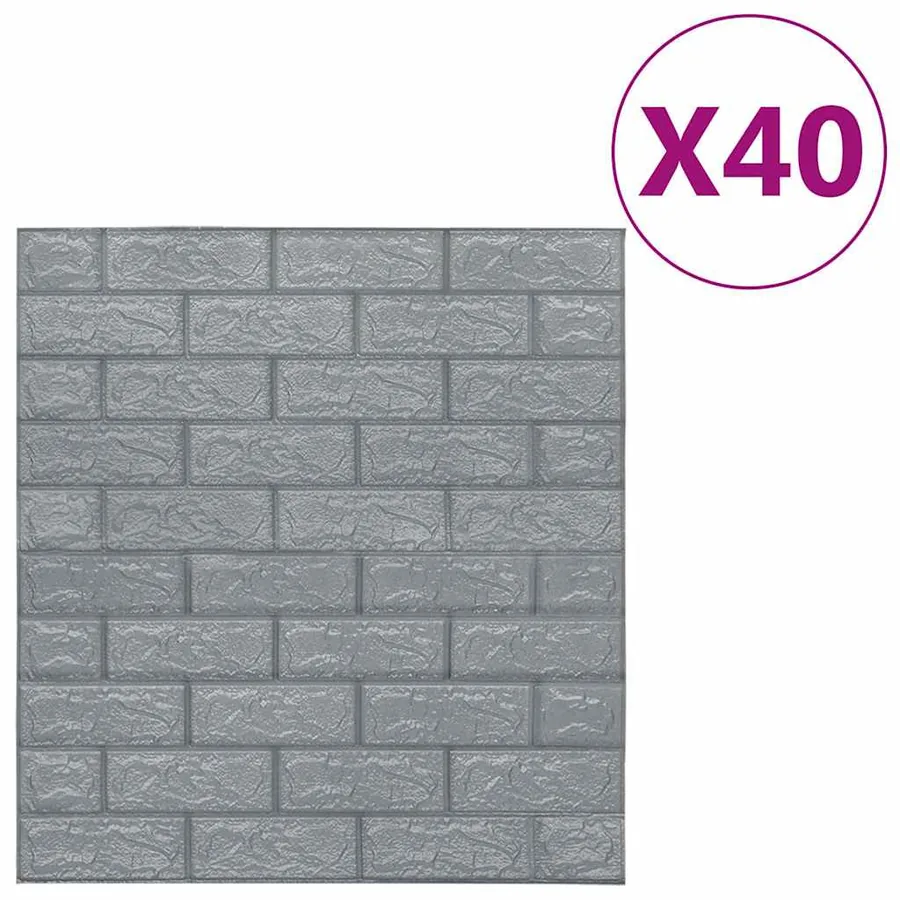 Papier peint 3D autoadhésif Briques 40 pcs Anthracite - 2