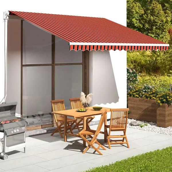 Tissu de remplacement pour auvent orange et marron 4x3,5 m polyester