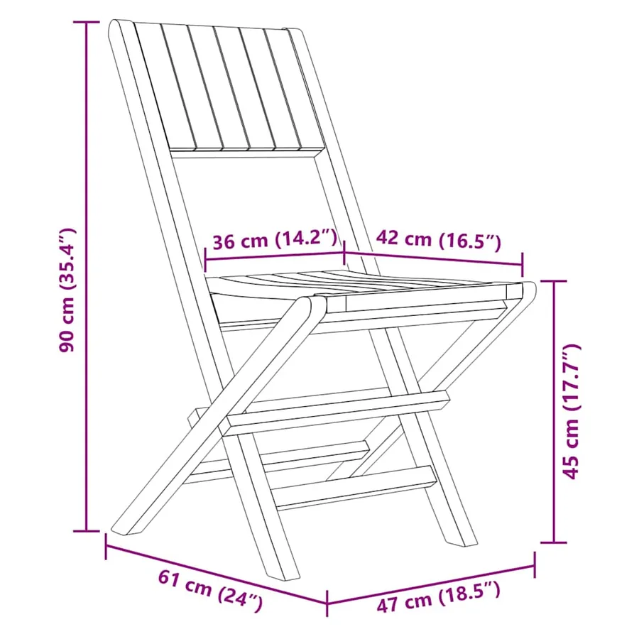 Chaises de jardin pliantes lot de 6 47x61x90cm bois massif teck - 5