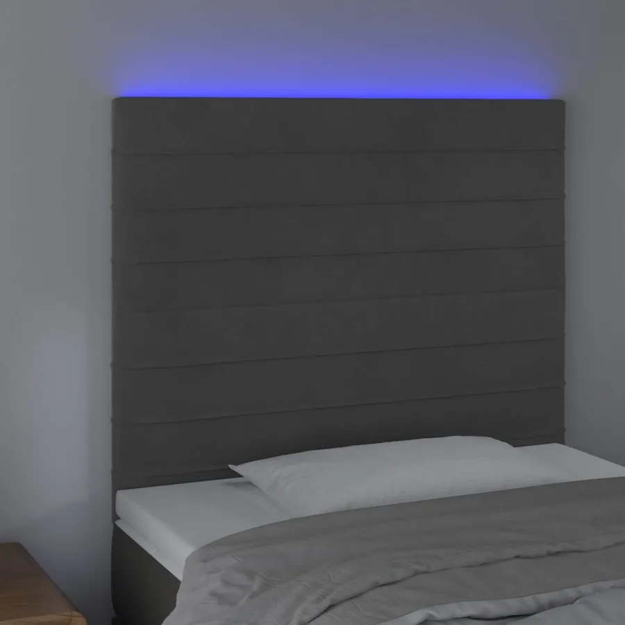 Tête de lit à LED Gris foncé 90x5x118/128 cm Velours - 3