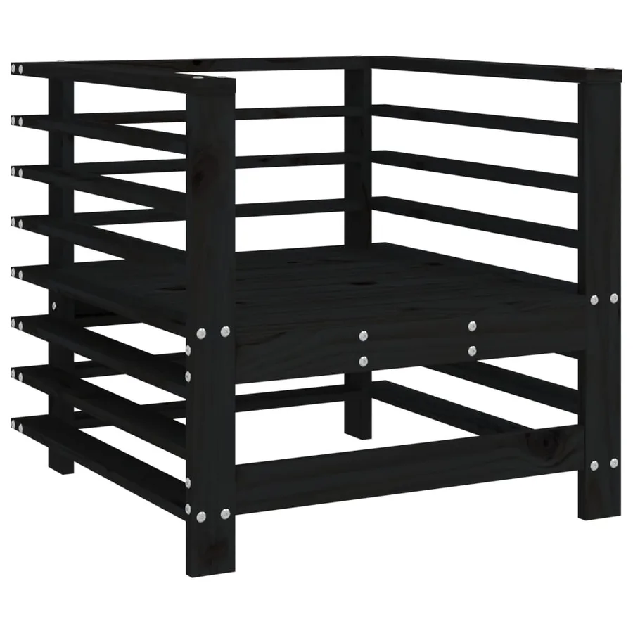 Chaises de jardin et coussins lot de 2 noir bois de pin massif - 5