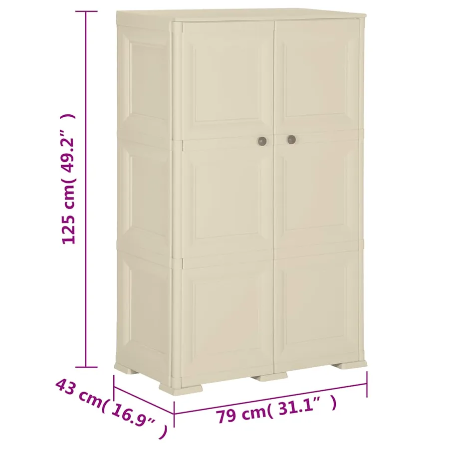 Armoire plastique 79x43x125 cm design de bois blanc angora - 8