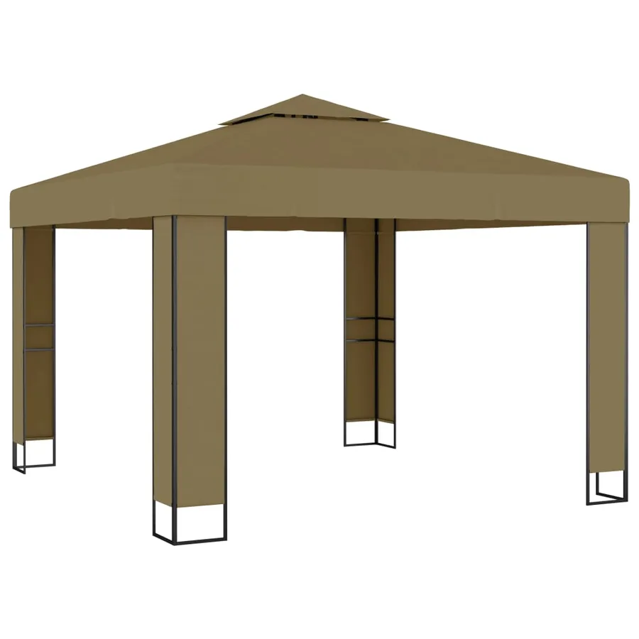 Belvédère avec double toit 3x3x2,7 m Taupe 180 g/m² - 2