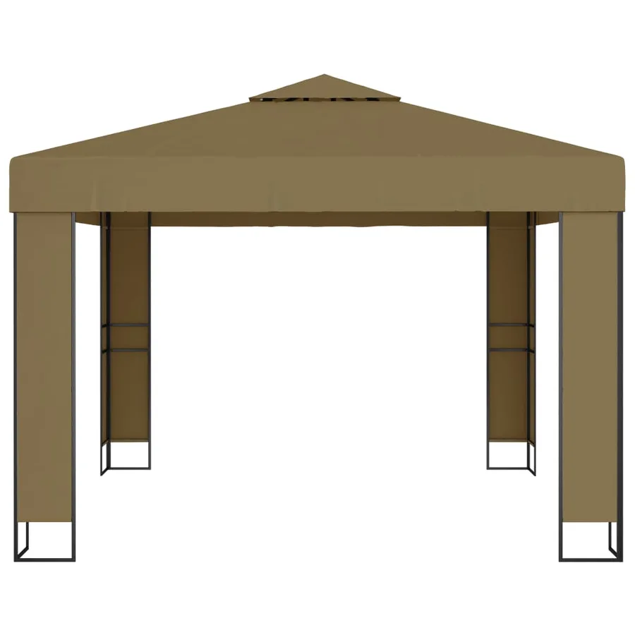 Belvédère avec double toit 3x3x2,7 m Taupe 180 g/m² - 3