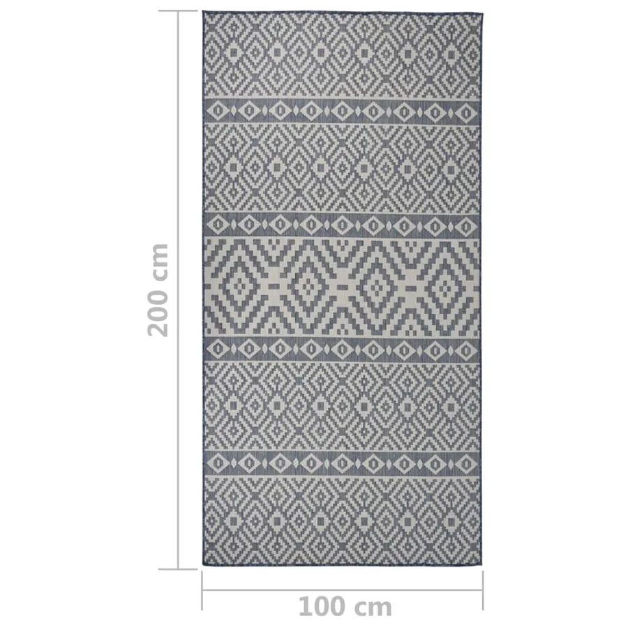 Tapis à tissage plat d'extérieur 100x200 cm Rayures bleues - 6