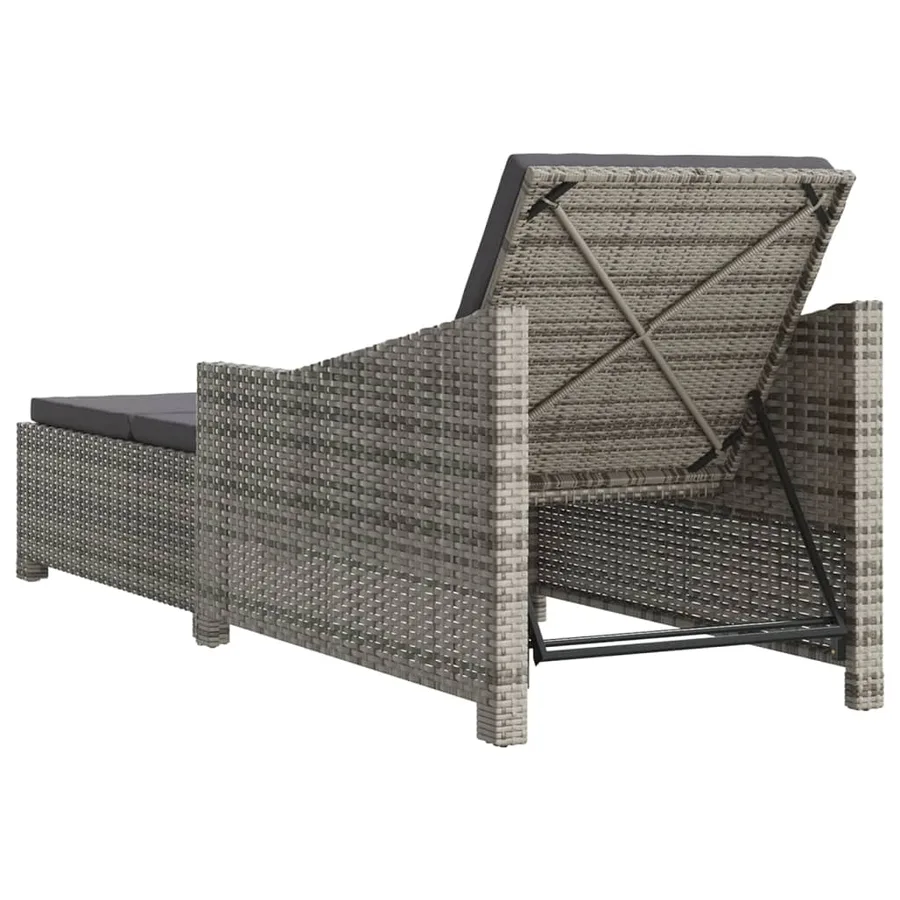 Chaise longue avec coussin gris foncé Résine tressée Gris - 4