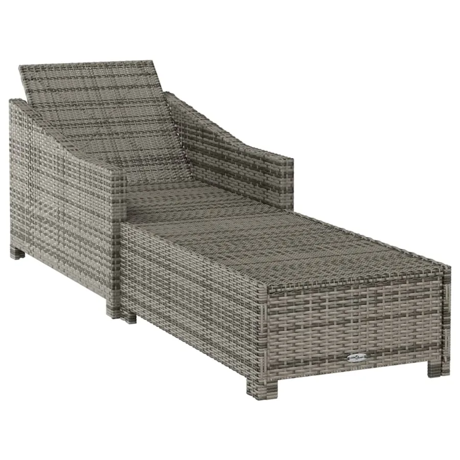 Chaise longue avec coussin gris foncé Résine tressée Gris - 5