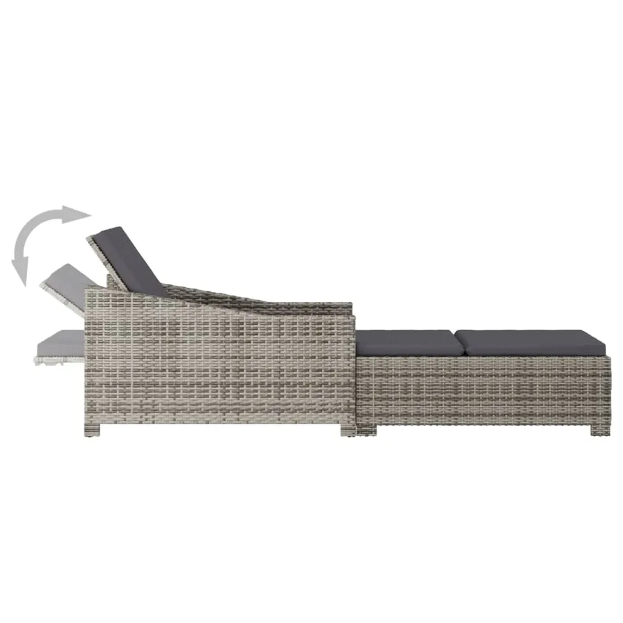 Chaise longue avec coussin gris foncé Résine tressée Gris - 6