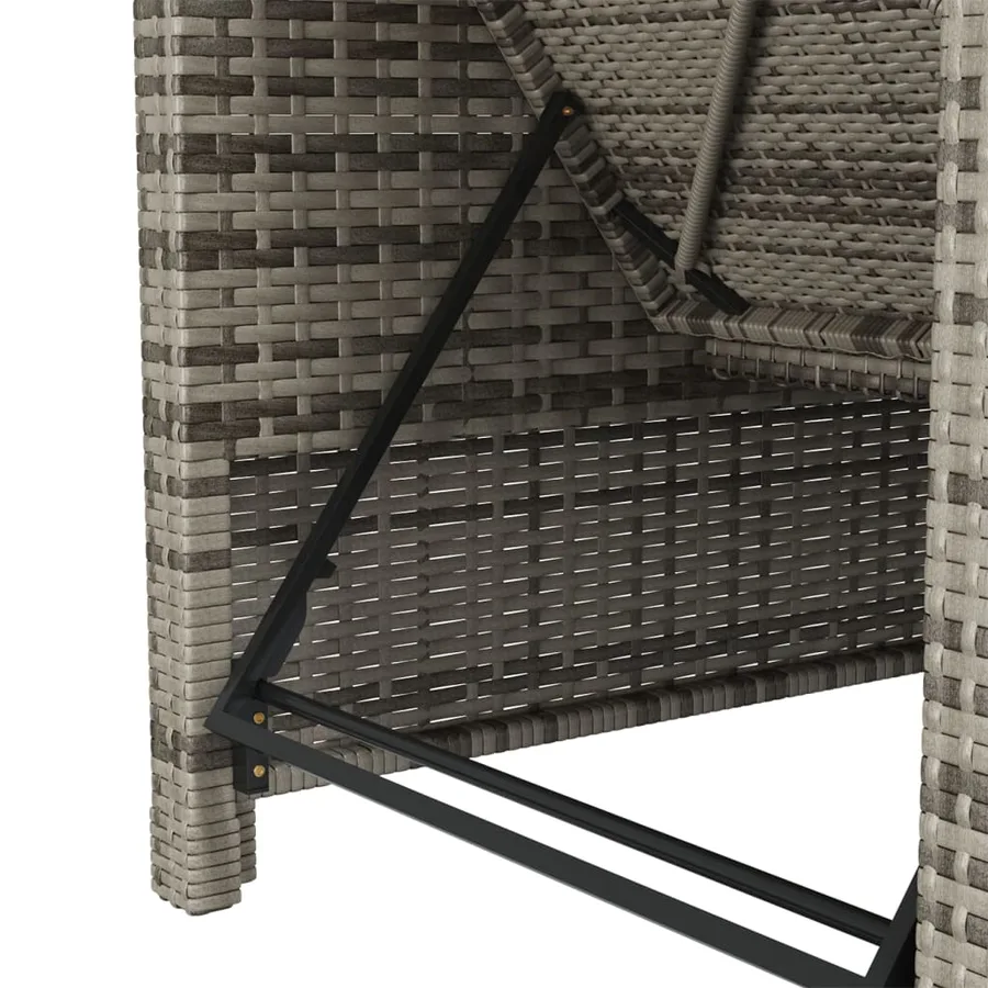 Chaise longue avec coussin gris foncé Résine tressée Gris - 7